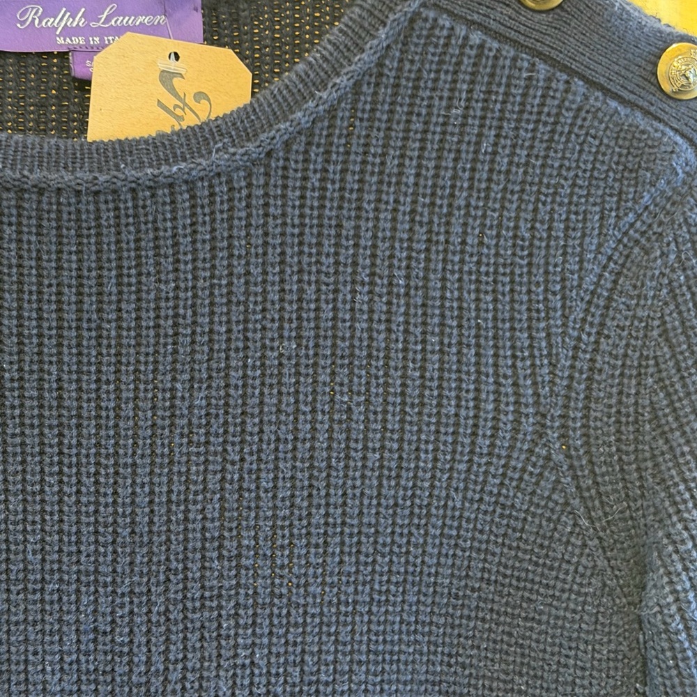 Ralph Lauren Purple Label Dark Blue Crew Neck Sweater - Picture 3 of 3